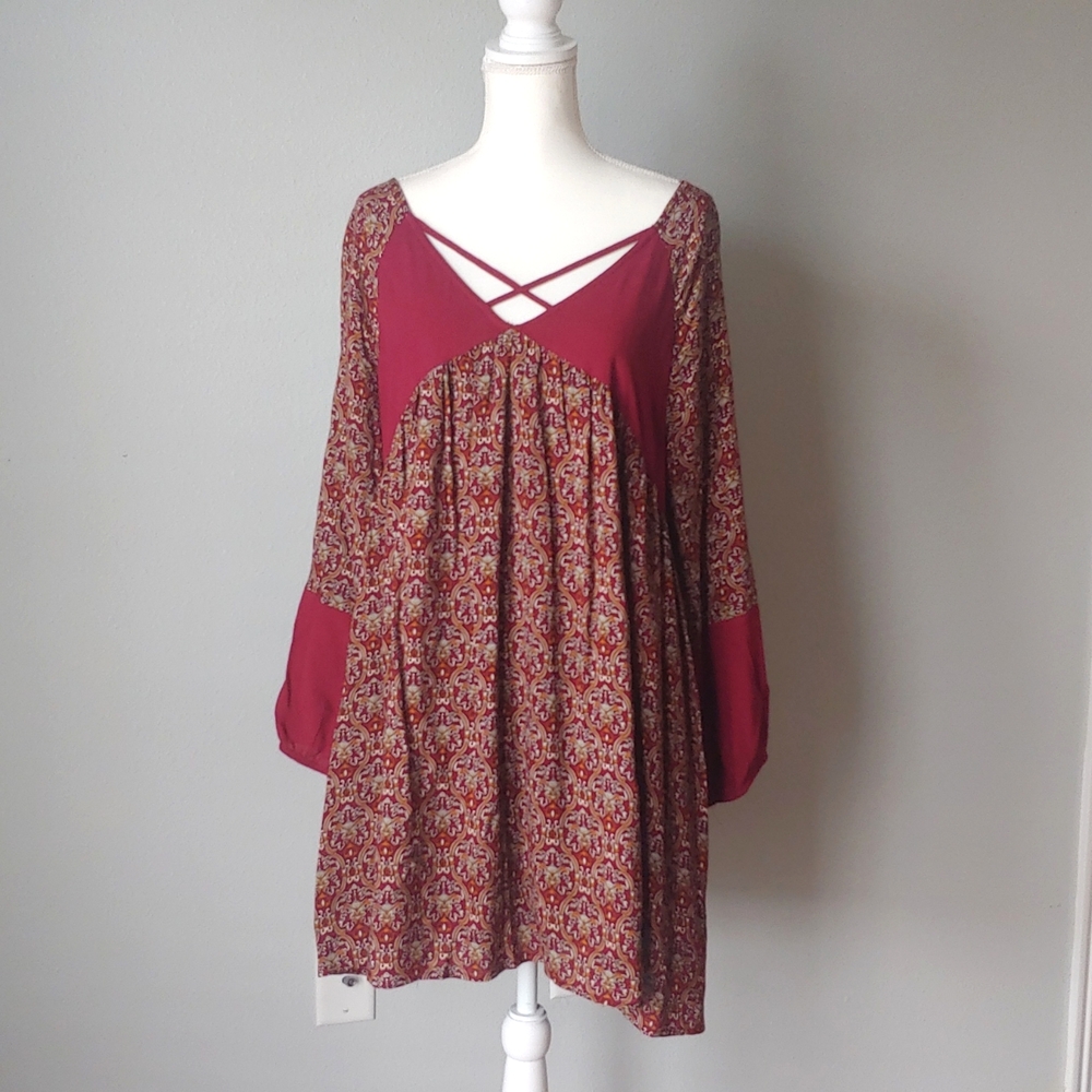 Entro | Boho Longsleeve Peasant Tunic Dress
